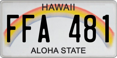 HI license plate FFA481