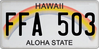 HI license plate FFA503