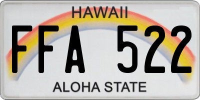 HI license plate FFA522