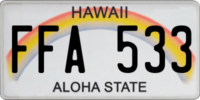 HI license plate FFA533