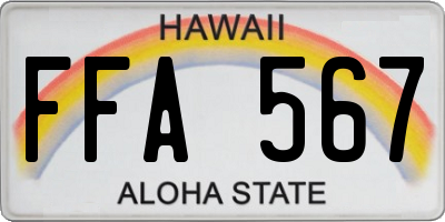 HI license plate FFA567