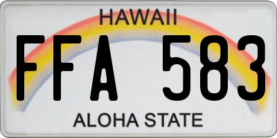 HI license plate FFA583