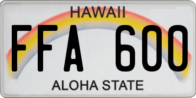 HI license plate FFA600