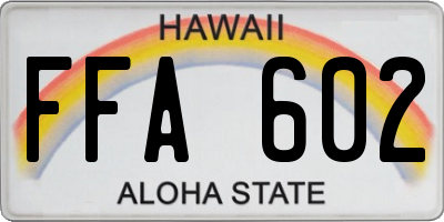 HI license plate FFA602