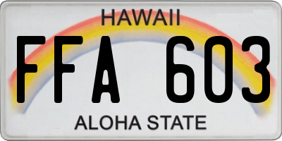HI license plate FFA603