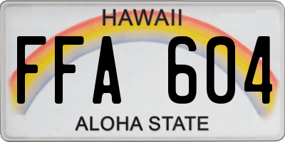 HI license plate FFA604