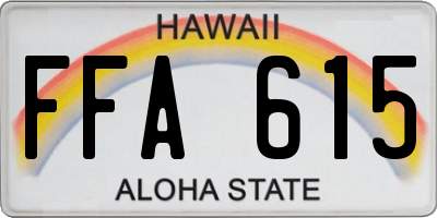 HI license plate FFA615