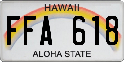 HI license plate FFA618