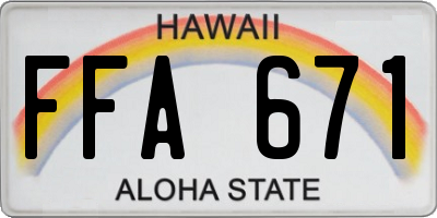 HI license plate FFA671