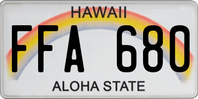 HI license plate FFA680