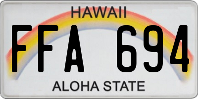 HI license plate FFA694