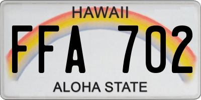 HI license plate FFA702
