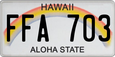HI license plate FFA703