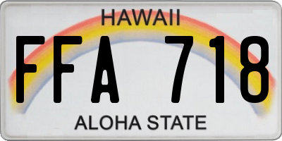 HI license plate FFA718