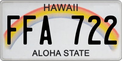 HI license plate FFA722