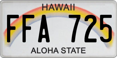 HI license plate FFA725
