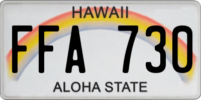 HI license plate FFA730