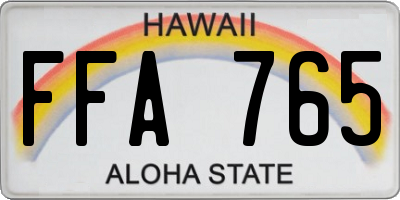 HI license plate FFA765