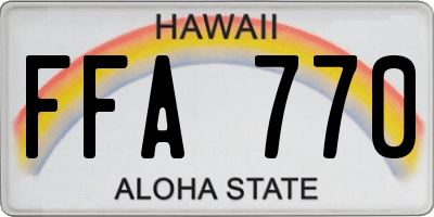 HI license plate FFA770