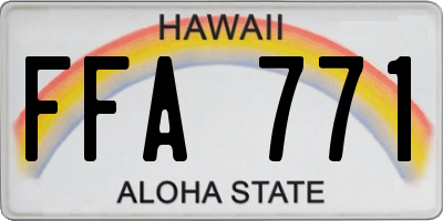 HI license plate FFA771
