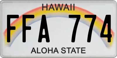 HI license plate FFA774