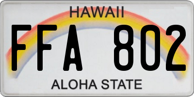 HI license plate FFA802