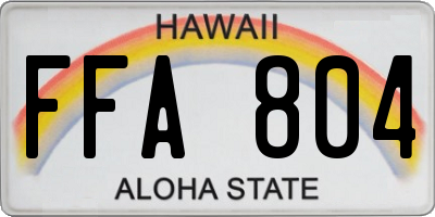 HI license plate FFA804