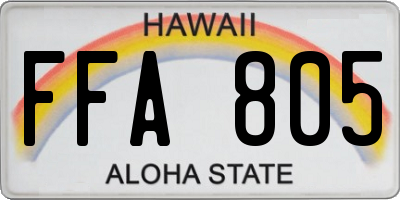 HI license plate FFA805