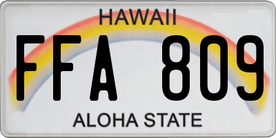 HI license plate FFA809