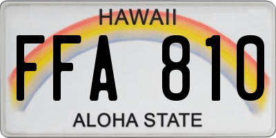 HI license plate FFA810