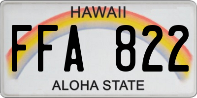 HI license plate FFA822