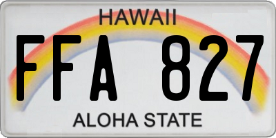 HI license plate FFA827
