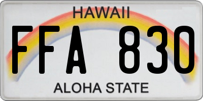 HI license plate FFA830