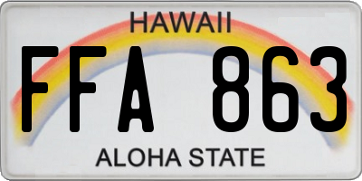 HI license plate FFA863