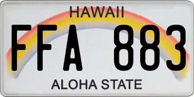 HI license plate FFA883