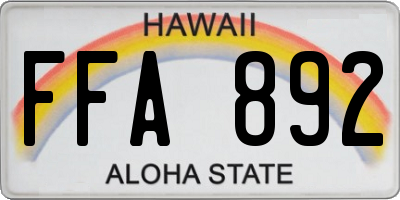 HI license plate FFA892