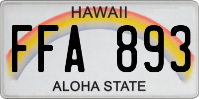 HI license plate FFA893