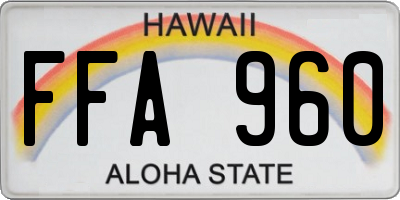 HI license plate FFA960