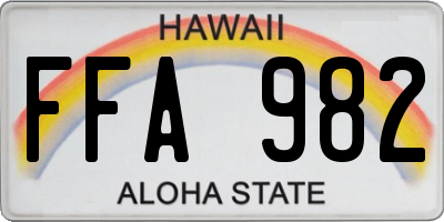HI license plate FFA982
