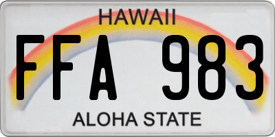 HI license plate FFA983