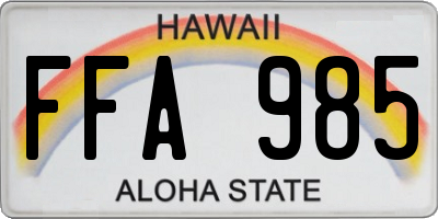 HI license plate FFA985