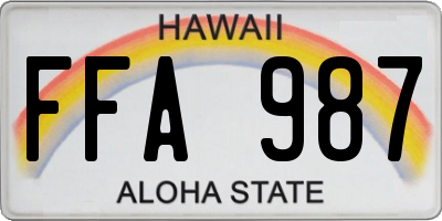 HI license plate FFA987
