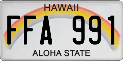 HI license plate FFA991