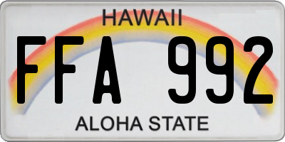 HI license plate FFA992