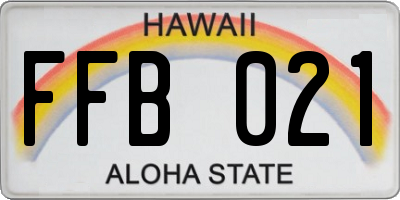 HI license plate FFB021