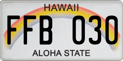 HI license plate FFB030