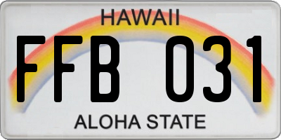 HI license plate FFB031