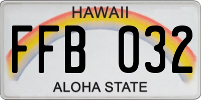HI license plate FFB032