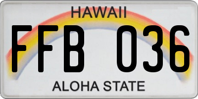 HI license plate FFB036