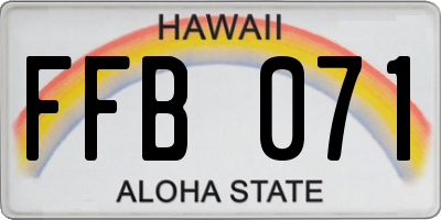 HI license plate FFB071